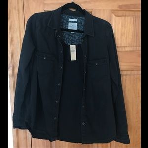 Black denim button down